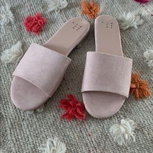 Blush suede slides